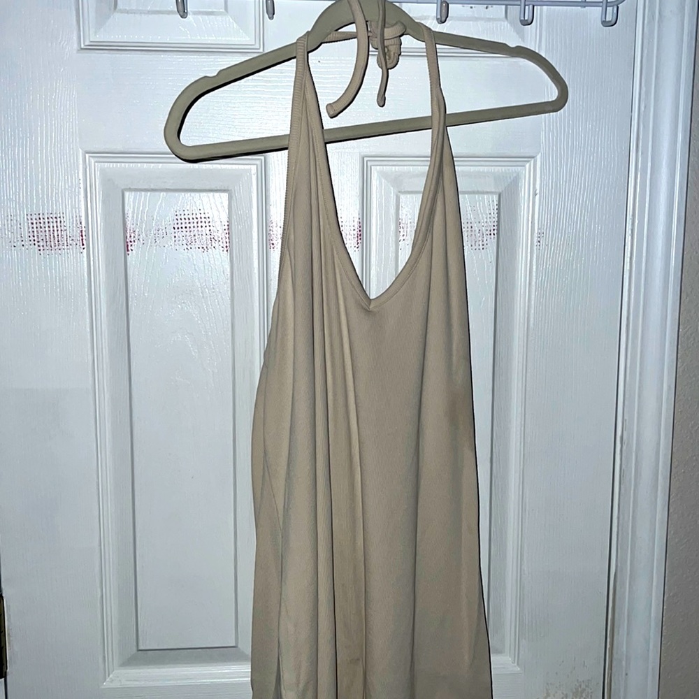 Maxi dress halter knit with bra like lining and two slits
